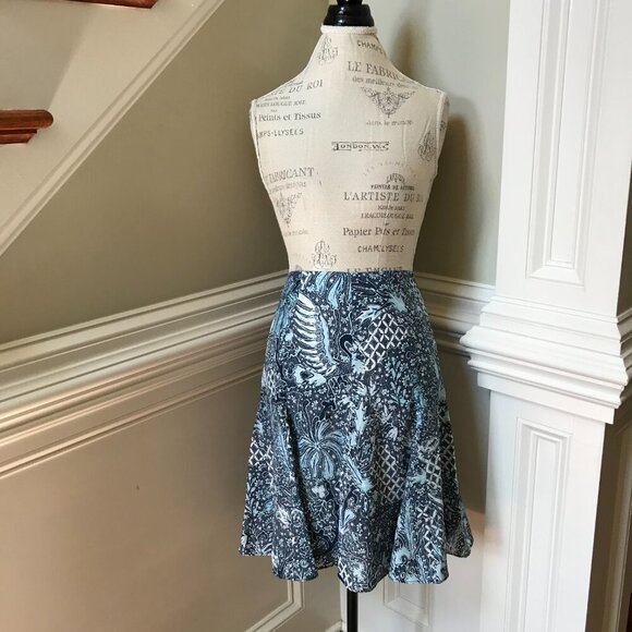 NWT Charlotte Brody Pansy A-Line Mini Skirt Womens 4 Navy Blue Trellis Silk NEW - Picture 4 of 11